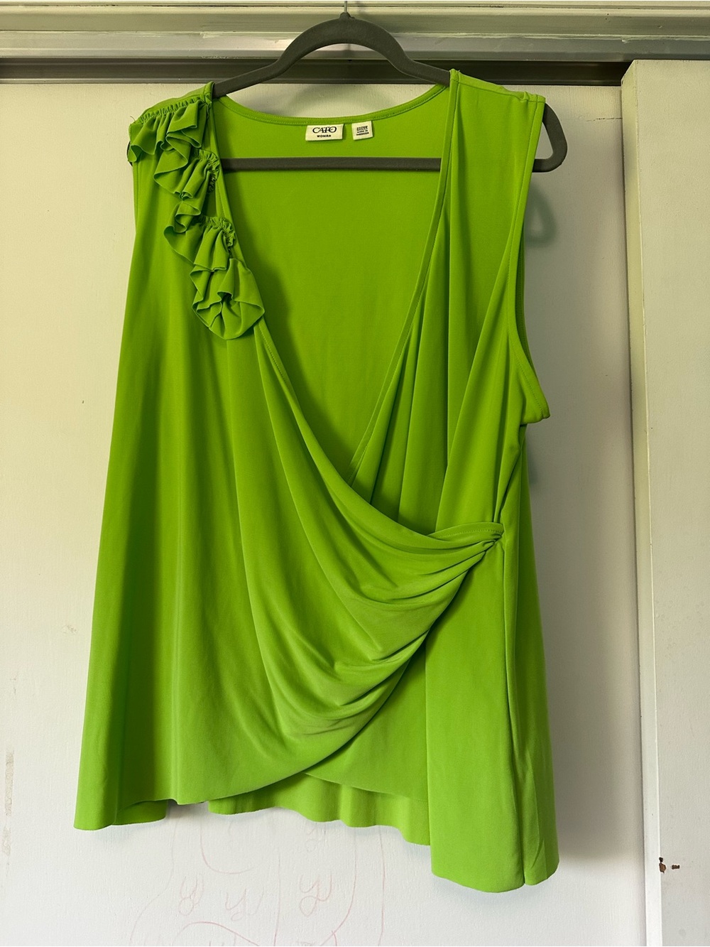 Cato Green Draped Sleeveless Top